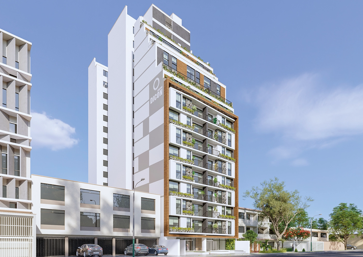 Fachada de SUMA: Diseño moderno ideal para tu primera vivienda en Lince, a pasos de San Isidro.